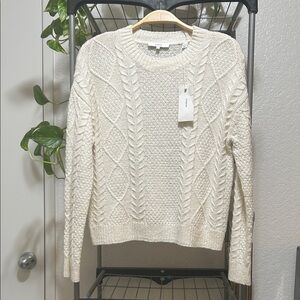 Vince Merino Wool  Textured Knit Cream Sweater